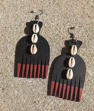 Load image into Gallery viewer, Handpainted Wooden Afro Pick Earrings Kargo Fresh
