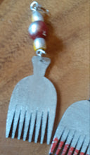 Load image into Gallery viewer, Handpainted Wooden Afro Pick Earrings Kargo Fresh
