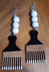 Handpainted Wooden Afro Pick Earrings Kargo Fresh