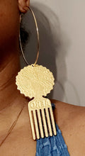 Load image into Gallery viewer, Handpainted Wooden Afro Pick Hoop Earrings Kargo Fresh
