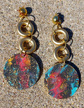 Load image into Gallery viewer, Handpainted abstract wood clip on earrings Kargo Fresh
