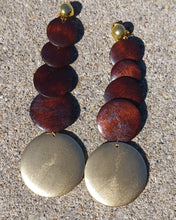 Load image into Gallery viewer, Handpainted abstract wood clip on earrings Kargo Fresh
