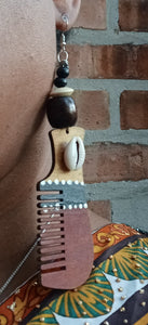 Handpainted afro comb earrings Kargo Fresh