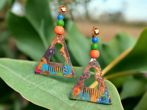 Handpainted clip on Afro Pick Earrings Kargo Fresh