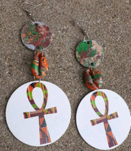 Load image into Gallery viewer, Handpainted handmade Kente Ankh Earrings Kargo Fresh
