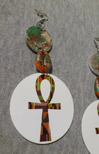 Load image into Gallery viewer, Handpainted handmade Kente Ankh Earrings Kargo Fresh
