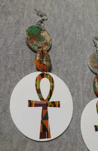 Handpainted handmade Kente Ankh Earrings Kargo Fresh