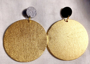 Handpainted large wood clip on earrings Kargo Fresh