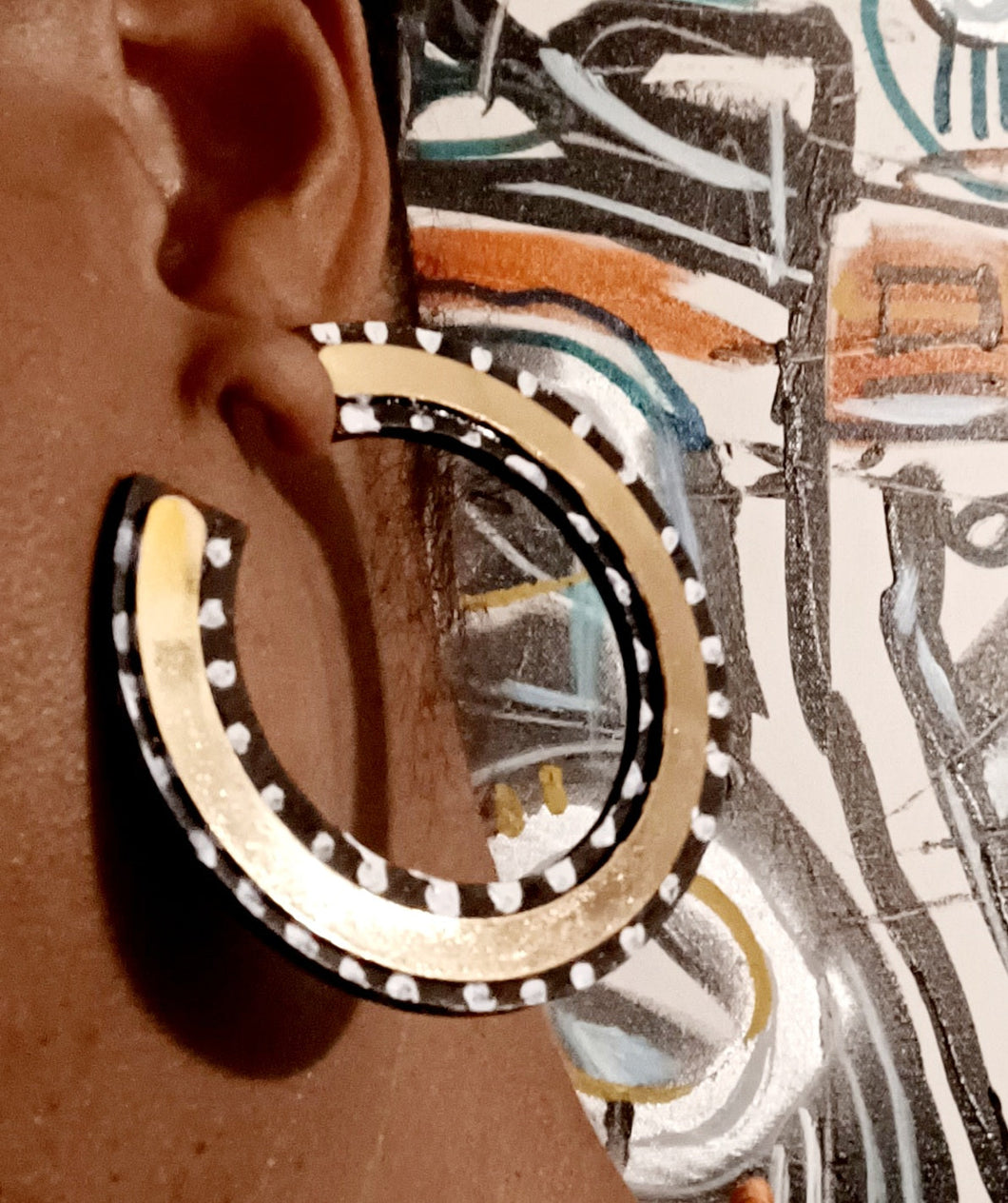 Handpainted wooden hoop earrings Kargo Fresh