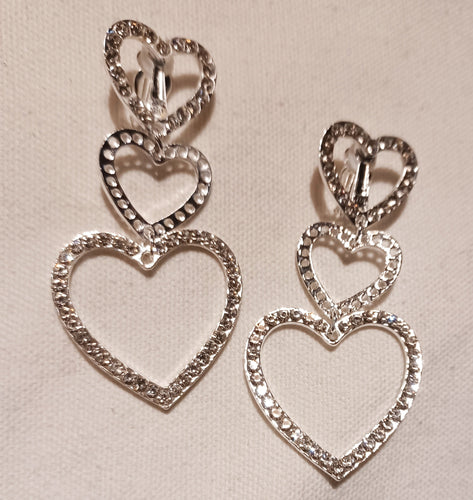 Heart rhinestone clip on earrings Kargo Fresh