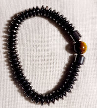 Load image into Gallery viewer, Hematite and tigers eye Elastic Mens layering Bracelet Kargo Fresh
