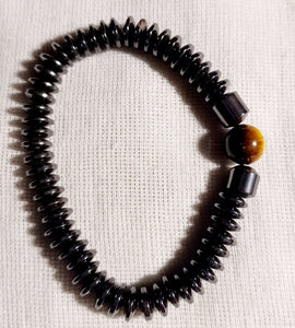 Hematite and tigers eye Elastic Mens layering Bracelet Kargo Fresh