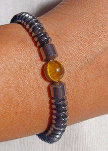 Hematite and tigers eye Elastic Mens layering Bracelet Kargo Fresh