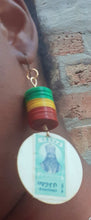 Load image into Gallery viewer, His Majesty Emperor Hailie Selassie I Authentic Stamp handmade wood Earrings Kargo Fresh
