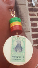 Load image into Gallery viewer, His Majesty Emperor Hailie Selassie I Authentic Stamp handmade wood Earrings Kargo Fresh
