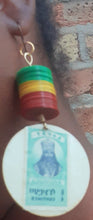 Load image into Gallery viewer, His Majesty Emperor Hailie Selassie I Authentic Stamp handmade wood Earrings Kargo Fresh
