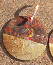 Load image into Gallery viewer, Huge 7 inch Abstract handpainted Wooden Earrings Kargo Fresh
