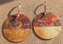 Load image into Gallery viewer, Huge 7 inch Abstract handpainted Wooden Earrings Kargo Fresh
