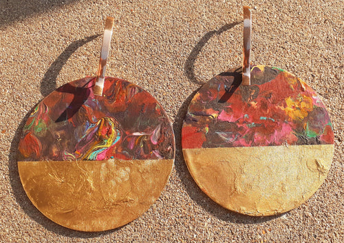 Huge 7 inch Abstract handpainted Wooden Earrings Kargo Fresh