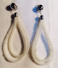 Load image into Gallery viewer, Ivory fish net and bead clip on hoops Kargo Fresh
