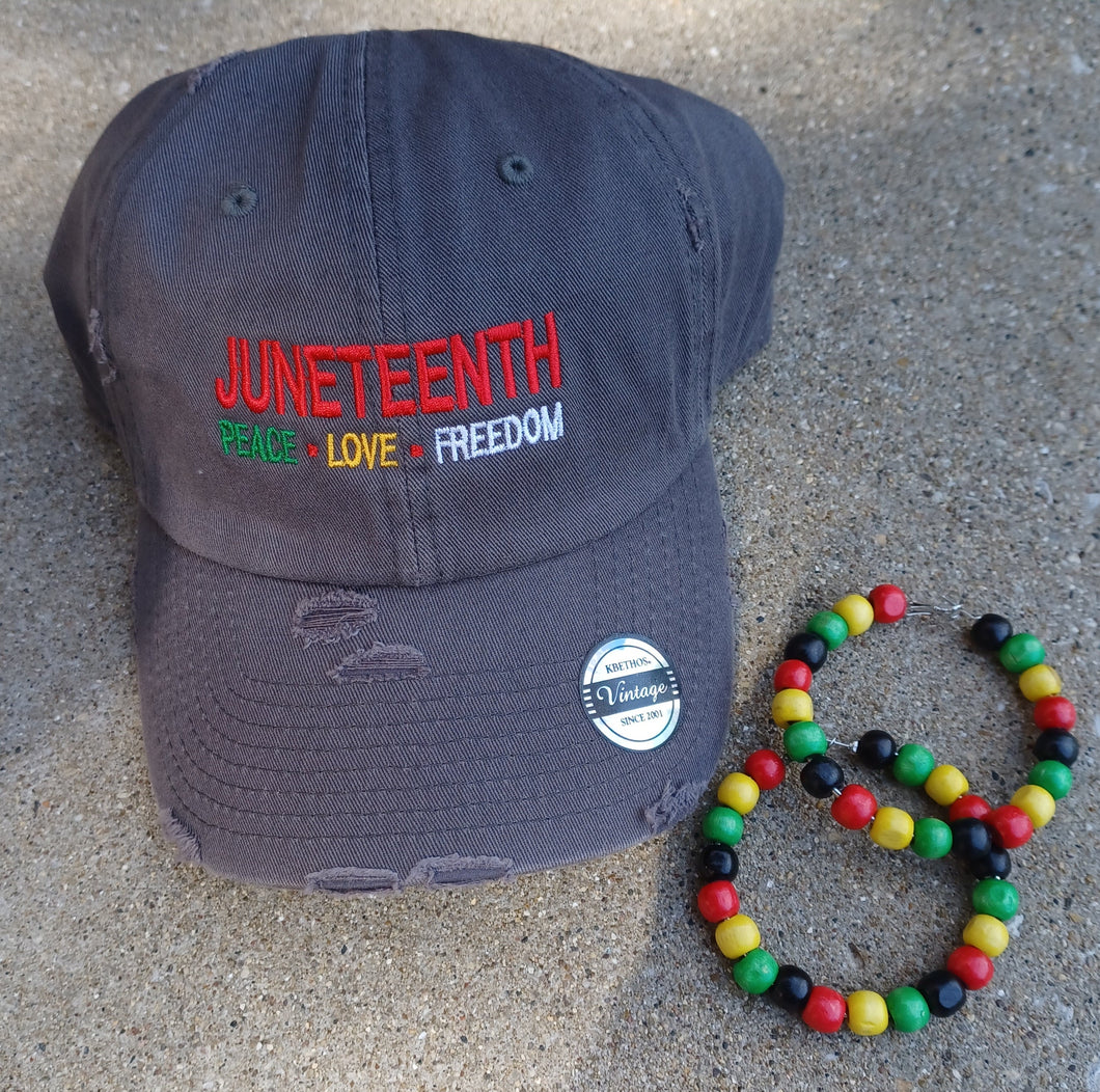 Juneteenth baseball cap and matching earrings Kargo Fresh