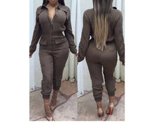 Load image into Gallery viewer, Khaki Cotton Stretch Shirting Jumpsuit S/M Kargo Fresh
