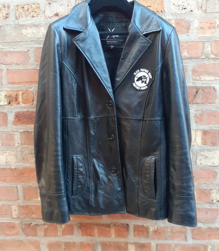 Ladies Distressed Vintage Black Panther Party Leather Jacket Medium Kargo Fresh