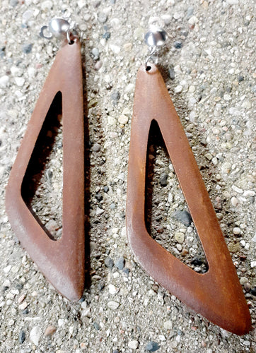 Large Abstract Design Carved Wooden Clip On Earrings Kargo Fresh