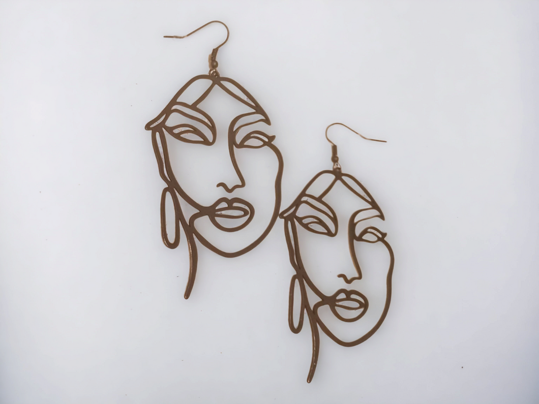 Large Abstract face Earrings Kargo Fresh