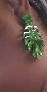 Large Acrylic Monstera Leaf Earrings Kargo Fresh