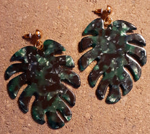 Load image into Gallery viewer, Large Acrylic Monstera Leaf Earrings Kargo Fresh
