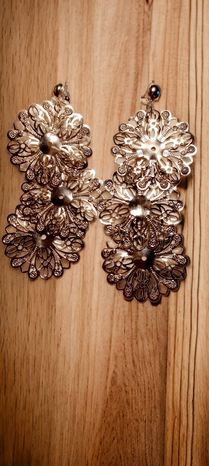 Large Artsy Abstract Metal Flower Clip On Earrings Kargo Fresh