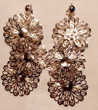 Load image into Gallery viewer, Large Artsy Abstract Metal Flower Clip On Earrings Kargo Fresh
