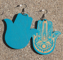 Load image into Gallery viewer, Large Boho Hamsa Earrings Kargo Fresh
