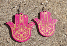 Load image into Gallery viewer, Large Boho Hamsa Earrings Kargo Fresh
