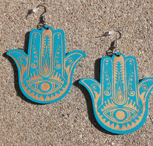 Load image into Gallery viewer, Large Boho Hamsa Earrings Kargo Fresh
