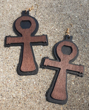 Load image into Gallery viewer, Large Classic Wooden Ankh Earrings Kargo Fresh
