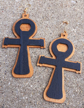 Load image into Gallery viewer, Large Classic Wooden Ankh Earrings Kargo Fresh
