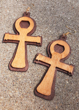 Load image into Gallery viewer, Large Classic Wooden Ankh Earrings Kargo Fresh
