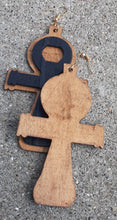 Load image into Gallery viewer, Large Classic Wooden Ankh Earrings Kargo Fresh
