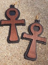 Load image into Gallery viewer, Large Classic Wooden Ankh Earrings Kargo Fresh
