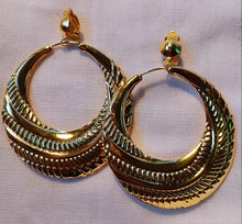 Load image into Gallery viewer, Large Clip on Bamboo Hoop Earrings gold Kargo Fresh
