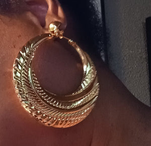 Large Clip on Bamboo Hoop Earrings gold Kargo Fresh