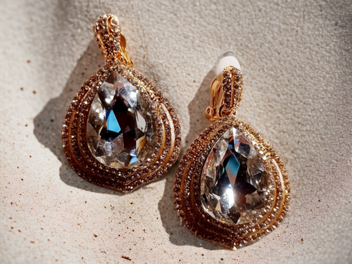 Large Clip on Rhinestone Cluster  Stud Earrings Kargo Fresh