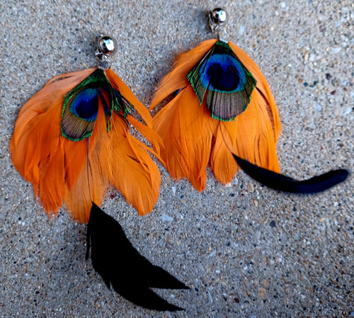 Large Handmade Feather Tassel Clip On  Earrings Kargo Fresh