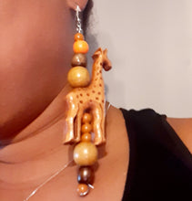 Load image into Gallery viewer, Large Handmade Handcarved Wooden Native African Animals Earrings Kargo Fresh
