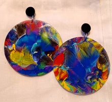 Load image into Gallery viewer, Large Handpainted Design Wooden Clip on Earrings Kargo Fresh
