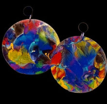 Load image into Gallery viewer, Large Handpainted Design Wooden Clip on Earrings Kargo Fresh
