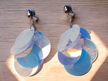 Load image into Gallery viewer, Large Irridescent Circle Sequin Dangle Earrings Kargo Fresh
