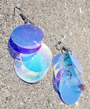 Load image into Gallery viewer, Large Irridescent Circle Sequin Dangle Earrings Kargo Fresh
